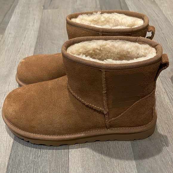 UGG Australia Classic Mini Rubber Logo Chestnut Boots - Picture 8 of 16